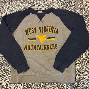 Colosseum West Virginia Mountaineers Gray and Navy Crewneck Sweater